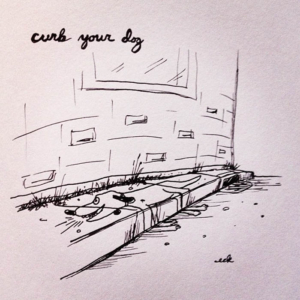 Animals, canine, curb, dog, pun