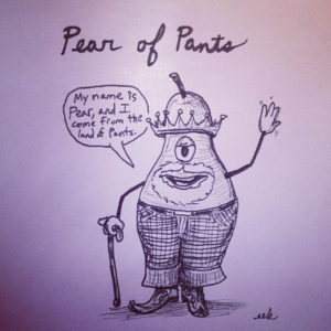 Fashion, food, pants, pear