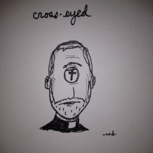 Drawing, Religion, cross, crosseyed, eye, priest