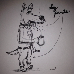 Animals, Fashion, canine, dog, jeans, pants, puppy, sketch
