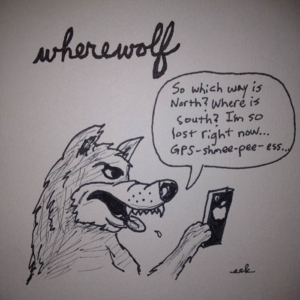 Animals, Halloween, TV &amp; Movies, gps, pun, werewolf, where, wherewolf, wolf
