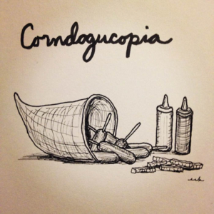 Holidays, Thanksgiving, corndog, cornucopia, food, frenchfries, friedfood, pilgrims
