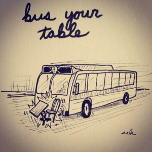 Cars, Travel, bus, busboy, crash, food, mta, restaurant, table, transit, transportation