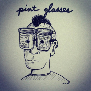 Drinking, Humans, eyeglasses, glasses, icecream, mohawk, pint