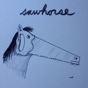 Animals, Garage, horse, horsie, pony, saw, sawhorse, tools