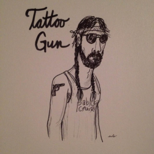 beard, bullet, gun, hippie, hipster, pistol, tat, tats, tattoo, tattoogun, tattoos