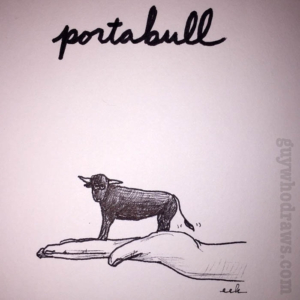 Animals, bull, cattle, comic, compact, funny, hand, instadaily, instadraw, palm, picoftheday, portable, portabull, small, tiny, wordplay
