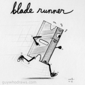 TBT (, TV &amp; Movies, ThrowBackThursday) Blade Runner was one of my favorite movies when I was a kid. I enjoyed watching that and TRON back-to-back while drawing pictures. I haven&#039;t seen it since the VHS era and am wondering if after all this time it&#039;s still a cut above the rest. I&#039;m guessing I&#039;d still think it was pretty sharp. (FYI I was listening to Twisted Sister&#039;s &quot;Under the Blade&quot; album as I made this which also came out in 1982. What can I say, it was a great year for blade-themed entertainment.), ToughBlueTurkey, or
