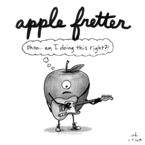 Badpuns, Music, apple, applefritter, apples, donut, donuts, food, fret, guitar, guitarist, lowbrowpopsurrealism, minneapolisartist, musician, nationaldonutday, nationaldoughnutday, strangeart, weirdoart