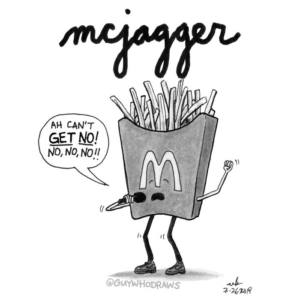 Badpuns, Music, food, foodie, frenchfries, happymeal, junkfood, lowbrowpopsurrealism, mcdonalds, mcdonaldsmemes, mickjagger, minneapolisartist, moveslikejagger, rocknroll, rockstar, rollingstones, strangeart, thestones, weirdoart