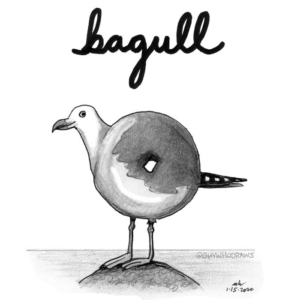 Animals, Badpuns, bagel, bagels, bagelshop, breaddoughnut, brooklyn, brooklynbagel, food, gull, labageldelight, lowbrowpopsurrealism, minneapolisartist, nationalbagelday, seagull, seagulls, strangeart, weirdoart