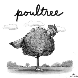 Animals, Badpuns, Trees, bird, bockbock, chicken, chickens, food, fowl, lowbrowpopsurrealism, meat, minneapolisartist, nationalpoultryday, poultry, strangeart, tree, weirdoart, yardbird
