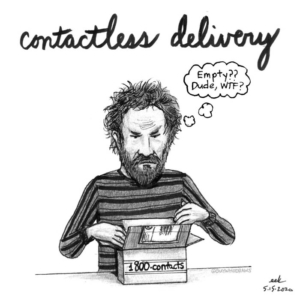 Badpuns, Pandemic, acuvue, clariti, contactlenses, contactless, contactlessdelivery, contactlesspayment, contactlesspickup, contacts, delivery, lowbrowpopsurrealism, minneapolisartist, nocontact, pundemic, shopping, strangeart, weirdoart