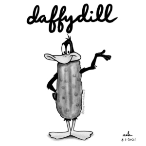 classiccartoons, daffodil, daffodils, daffyduck, inapickle, newyorkartist, pickles, pickling, warnerbros