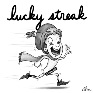 badluck, breakfastcereal, fridaythe13th, leprechaun, luckycharms, luckystreak, mascot, naked, streaking, superstition