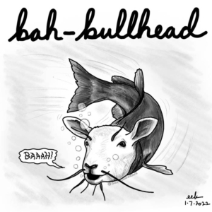 bah, bobblehead, bullhead, catfish, collectible, fish, fishing, scary, sheep