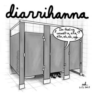 Poop, bathroomdesign, diarrhea, halftimeshow, restroom, rihanna, rihannaumbrella, rihrih, singer, superbowl, umbrella