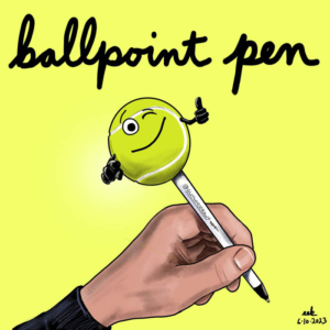 ball, ballpointpen, bicpen, flickmybic, pencollector, point, pointing, pointingfingers, southpaw, tennisball