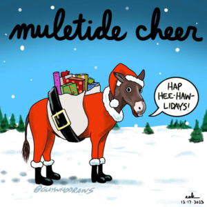 Christmas, christmascheer, donkey, happyholidays, jackass, mule, mules, nycartist, yule, yuletide