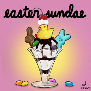 candies, candy, easter, easterdessert, eastersunday, icecream, icecreamsundae, jellybeans, marshmallowpops, peeps, sundae, sweets
