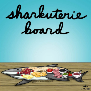 appetizers, charcuterie, charcuterieboard, cheeseandcrackers, cheeseandwine, dinnerparty, entertaining, party, shark, sharkawarenessday, sharklover, sharks, sharkweek
