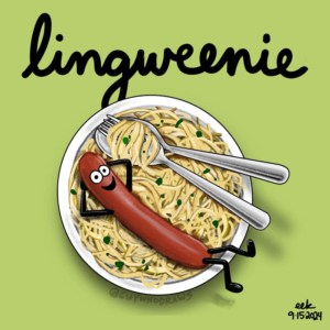 Badpuns, frankfurter, hotdog, italianfood, linguine, nationallinguineday, pasta, weenie